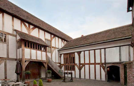 Tudor Half-timbered with white-painted wattle and daub painted walls